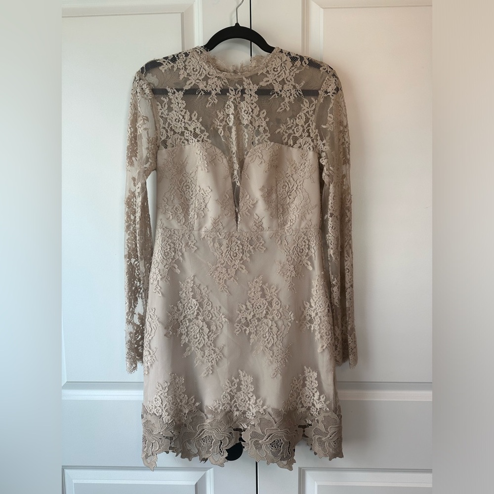 SAYLOR Lace Leondra Mini Dress Nude (Size M)